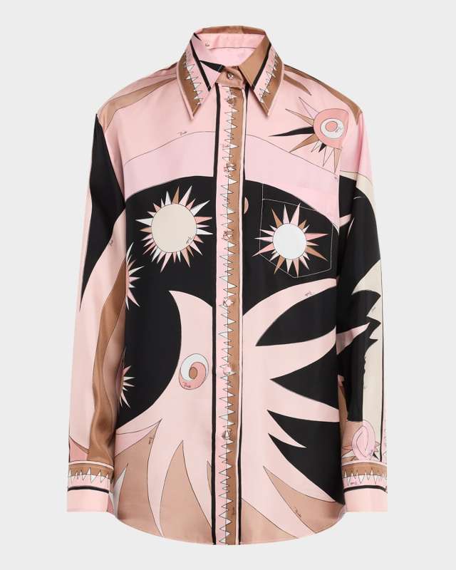 Stella Print Silk Oversized Shirt